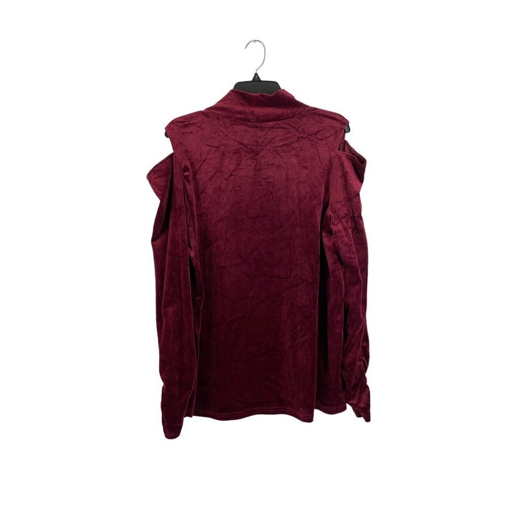 Westbound Women's Wine Cold Shoulder Top - Picture 2 of 7